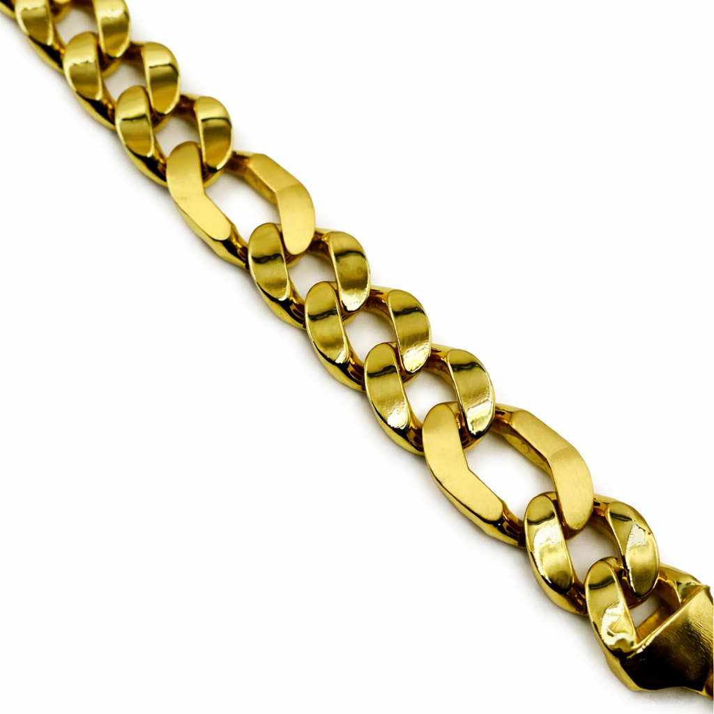 Gold chain bracelet on a white background