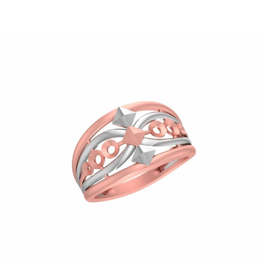A rose gold and silver two-tone ring with a star motif and cutout details, shown on a plain white background.