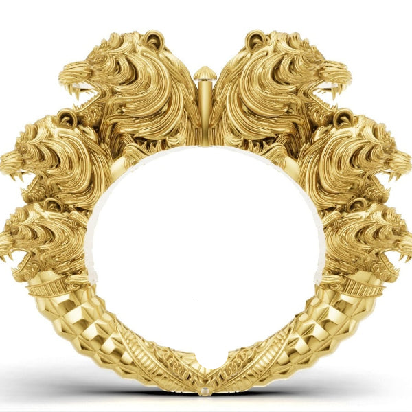 Lion heads design Electroforming kada