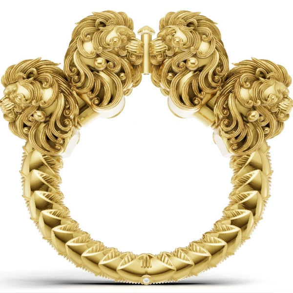 Lion heads design Electroforming kada