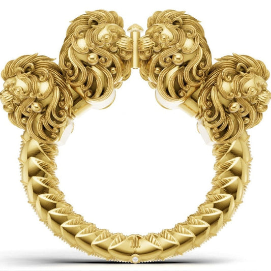 Lion heads design Electroforming kada